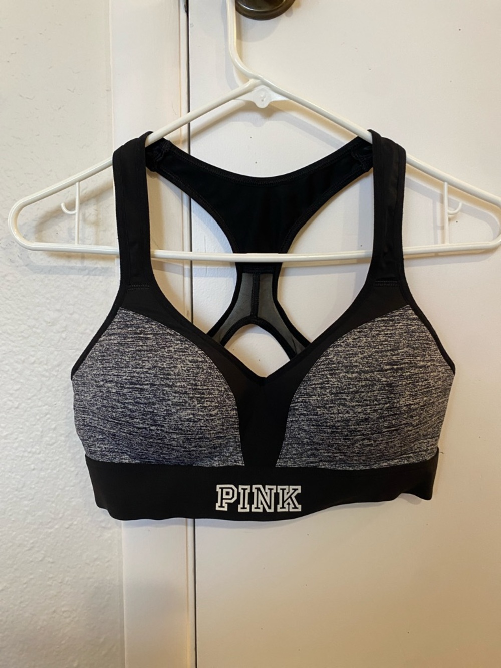 PINK Victoria's Secret Black & Heather Gray Racerback Sports Bra